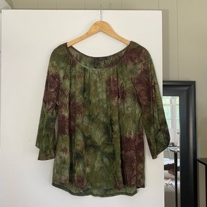 Sami & Jo Boho Green Brown Earthy Blouse Size XL